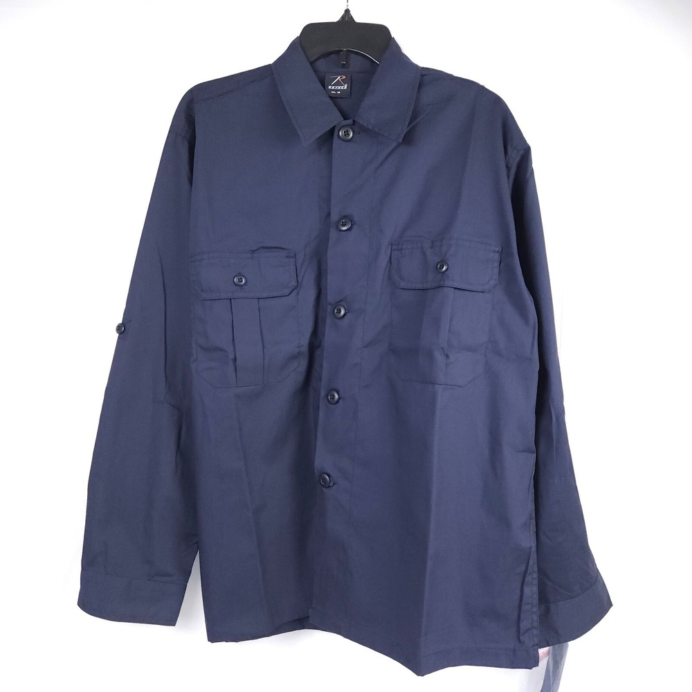 NWT Rothco Lightweight Button Down Roll Tab Tactical Shirt Mens Medium Navy‎